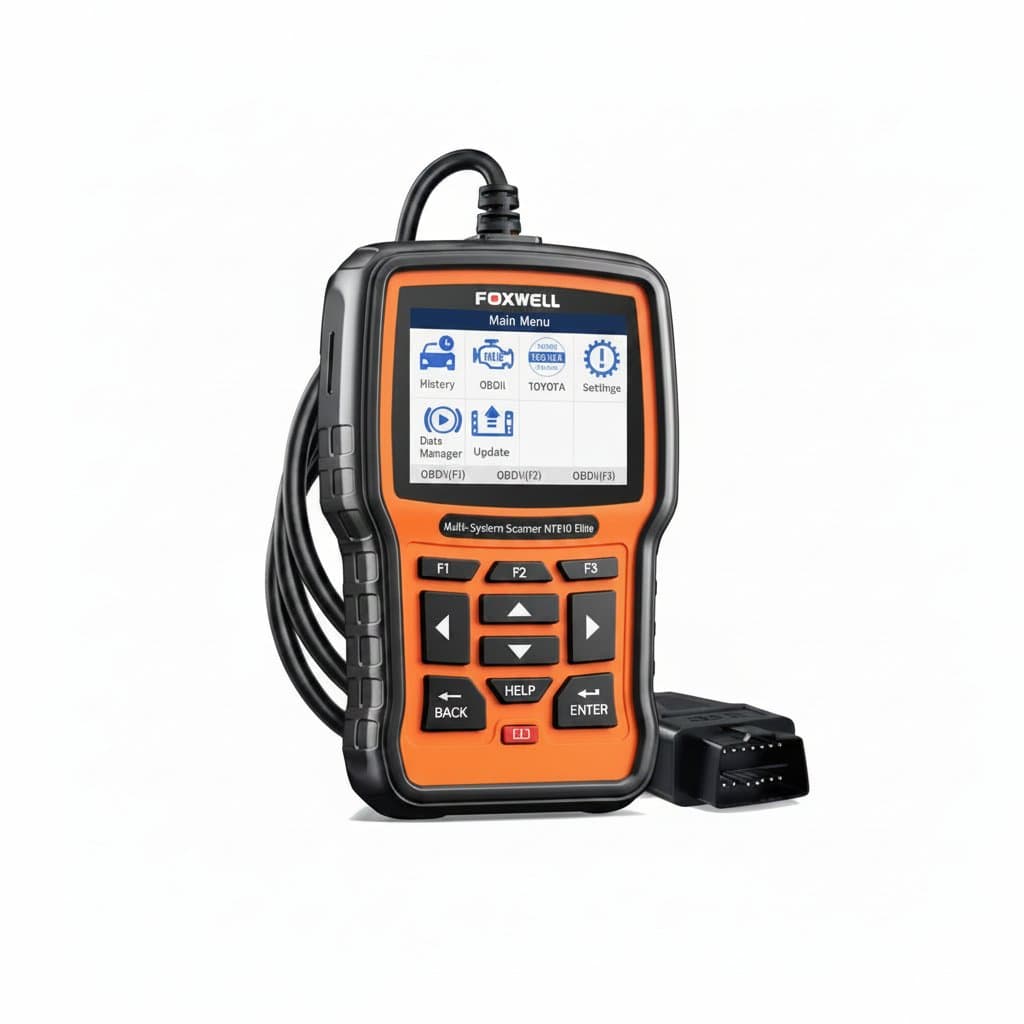 The FOXWELL NT510 Elite OBD2 scanner, a bi-directional diagnostic tool offering ECU coding, as vital for car health as a spark plug gap tool.