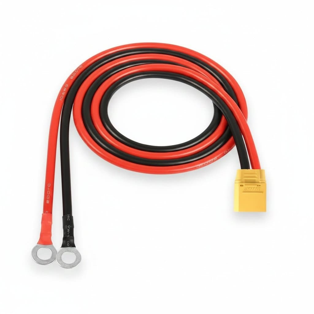 XT90H male and female to O-ring terminal cable with 12AWG silicone wire, a durable connector for high-current applications.