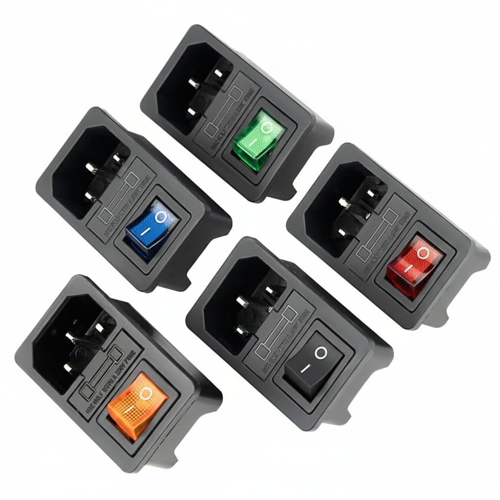 IEC C14 Fused Inlet Power Socket | 10A Fuse Protection | Rocker Switch in Multiple Colors - Image 1