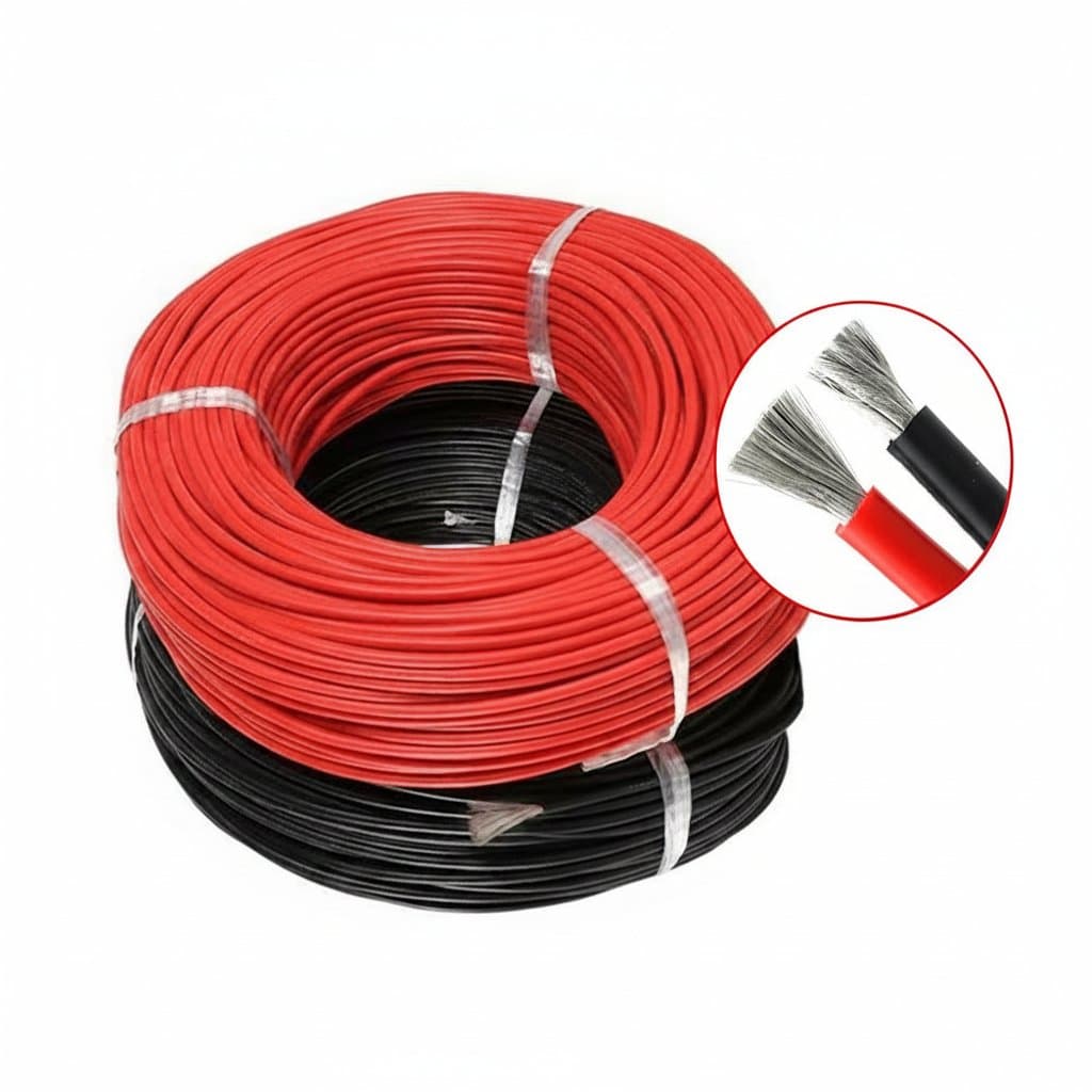 Super Soft Silicone red and black automotive electrical wire in various AWG gauges, including 12, 14, 16, 18, 20, 22, and 24, for car battery and power cable applications.