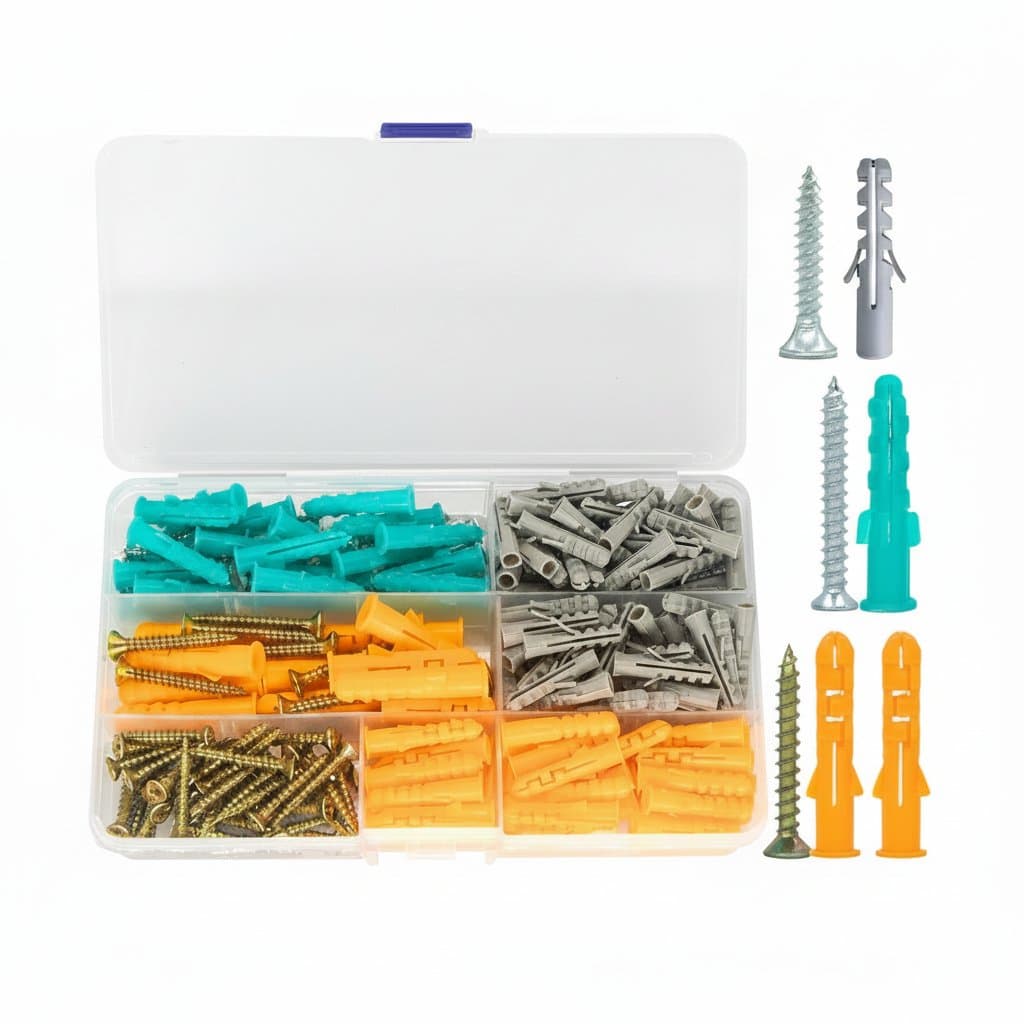 Plasterboard Fixings Kit: product shot with infographic overlay, specs, and additional images.