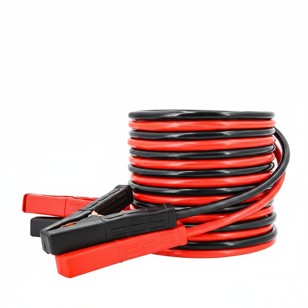 Heavy-duty 4M 2500A car battery jump leads, essential jumper cables for car, van, or truck, featuring thick copper wire for reliable power transfer.