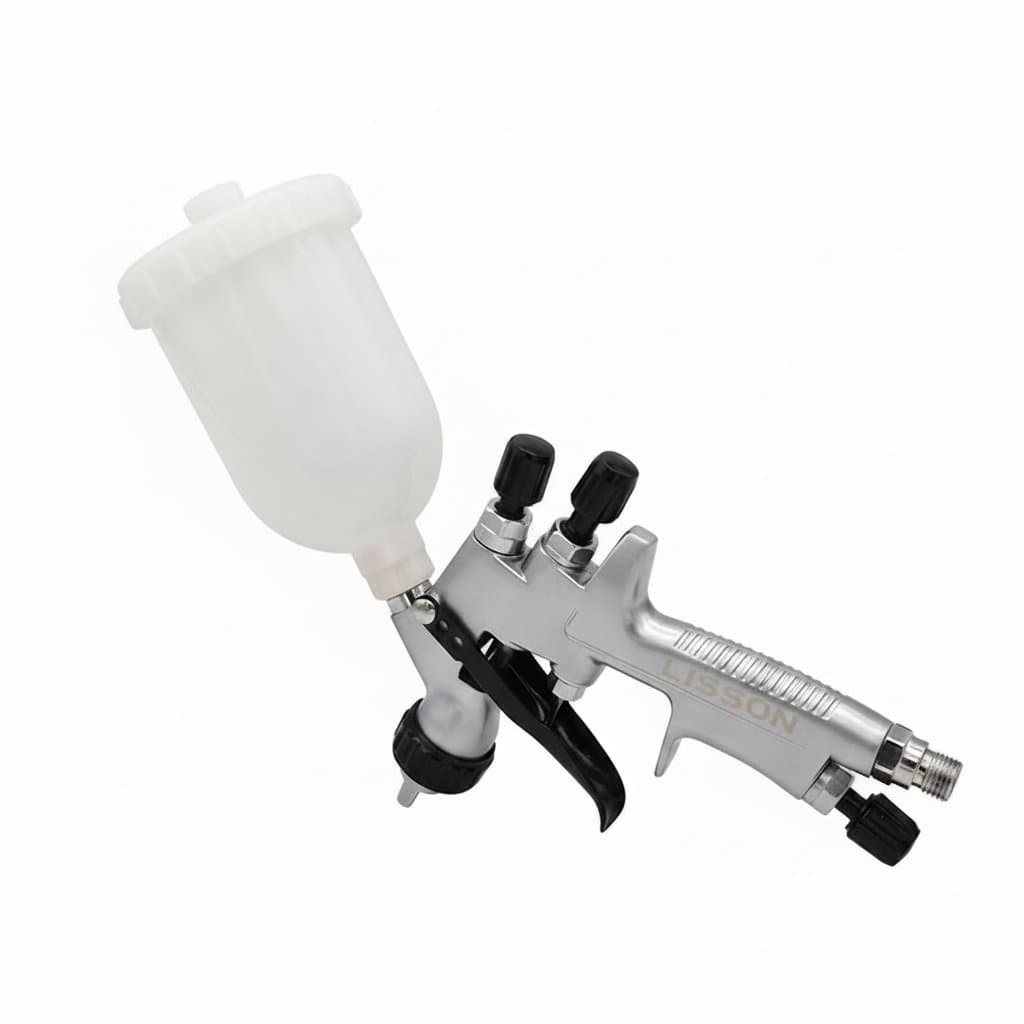 MINI SRi Pro HVLP spray gun with 1.2mm gravity feed nozzle and 250ml cup for professional touch-up and repair work.