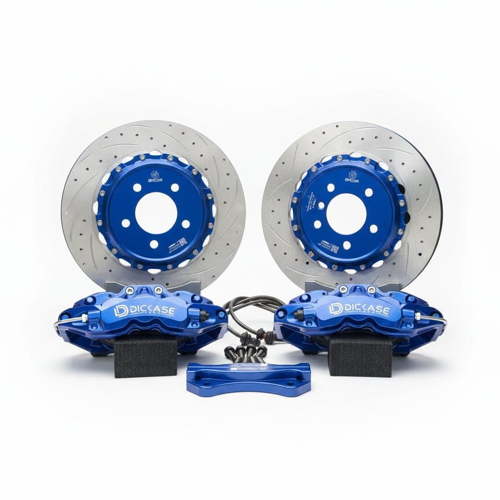 Dicase Modified Brake kit featuring forged 6-piston calipers and lightweight two-piece brake pads and rotors for BMW F34, F30, F80, E82, E90, E92, E93.