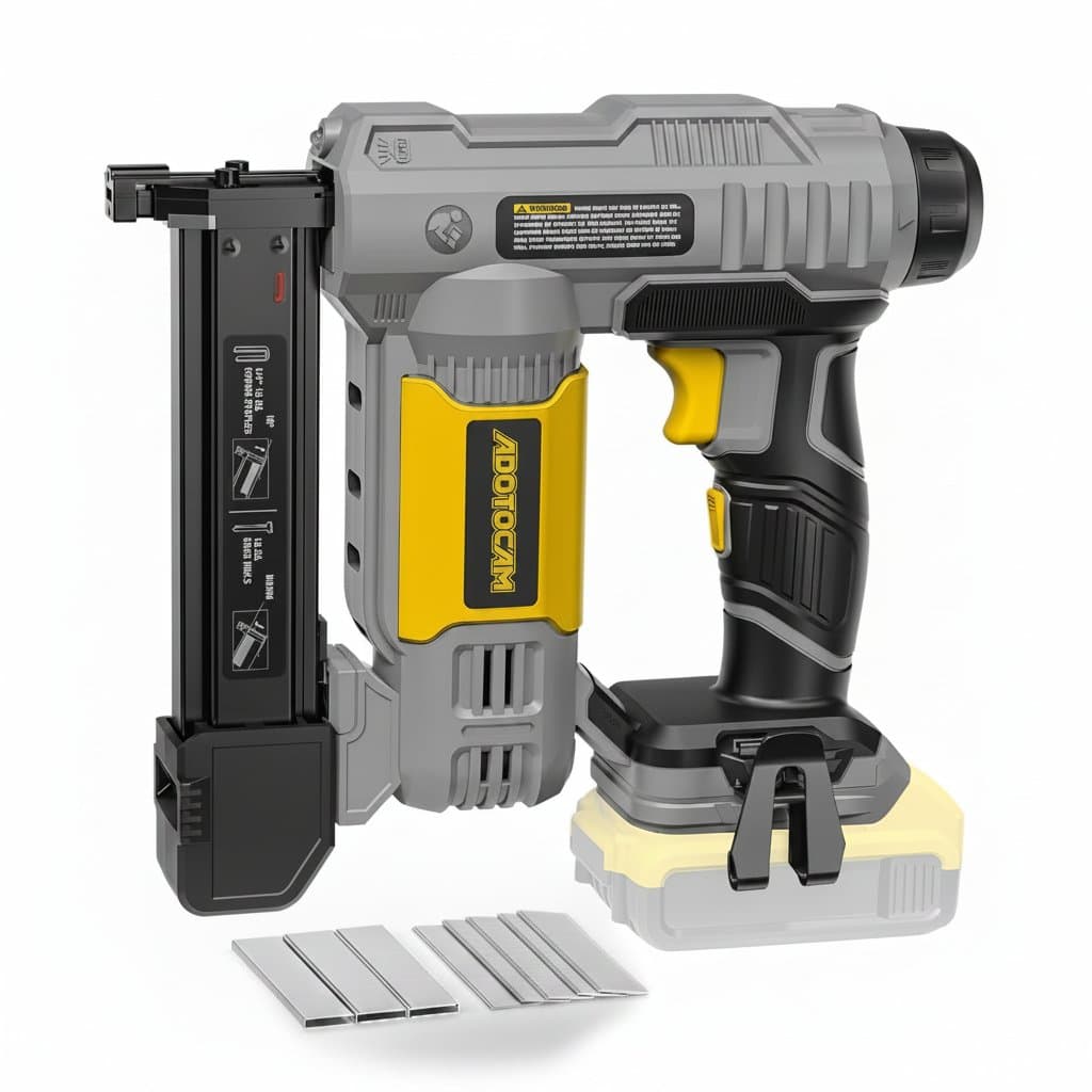 18-gauge cordless brad nailer and electric stapler combo, includes 2.0Ah battery, charger, and 1000 fasteners.