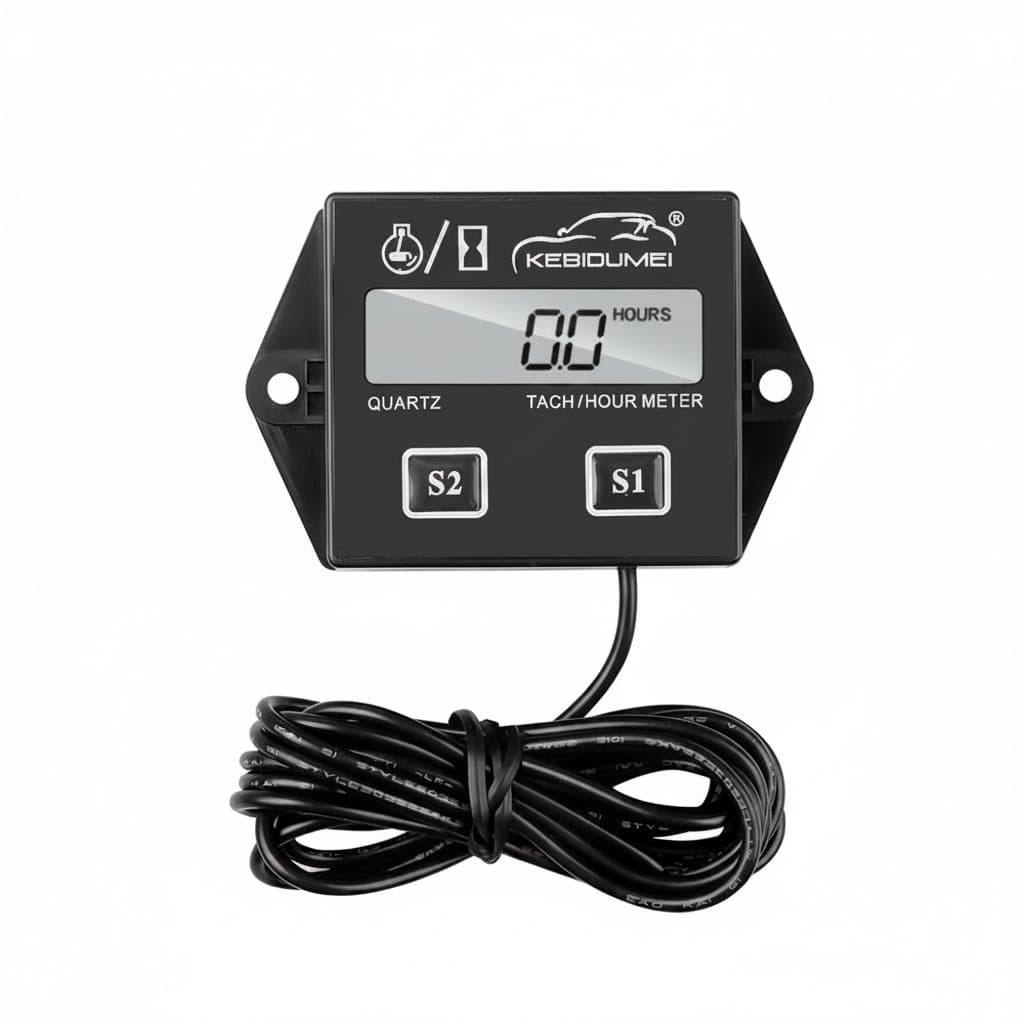 LCD Digital Tach Hour Meter | Inductive Display for 2/4 Stroke Engines | Motorcycle, Marine, Car