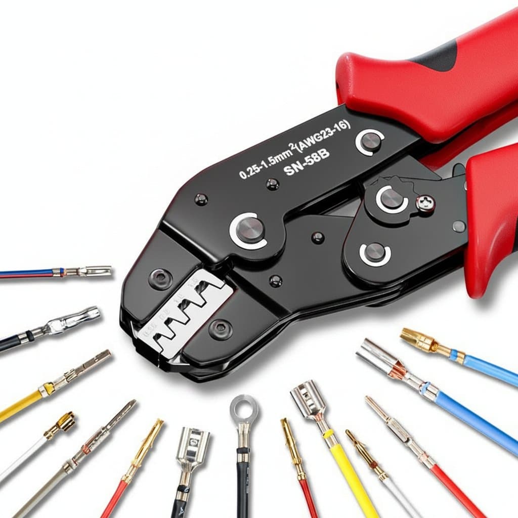Ratcheting Crimping Tool Kit | For Dupont, JST, and Molex Connectors | SN-58B