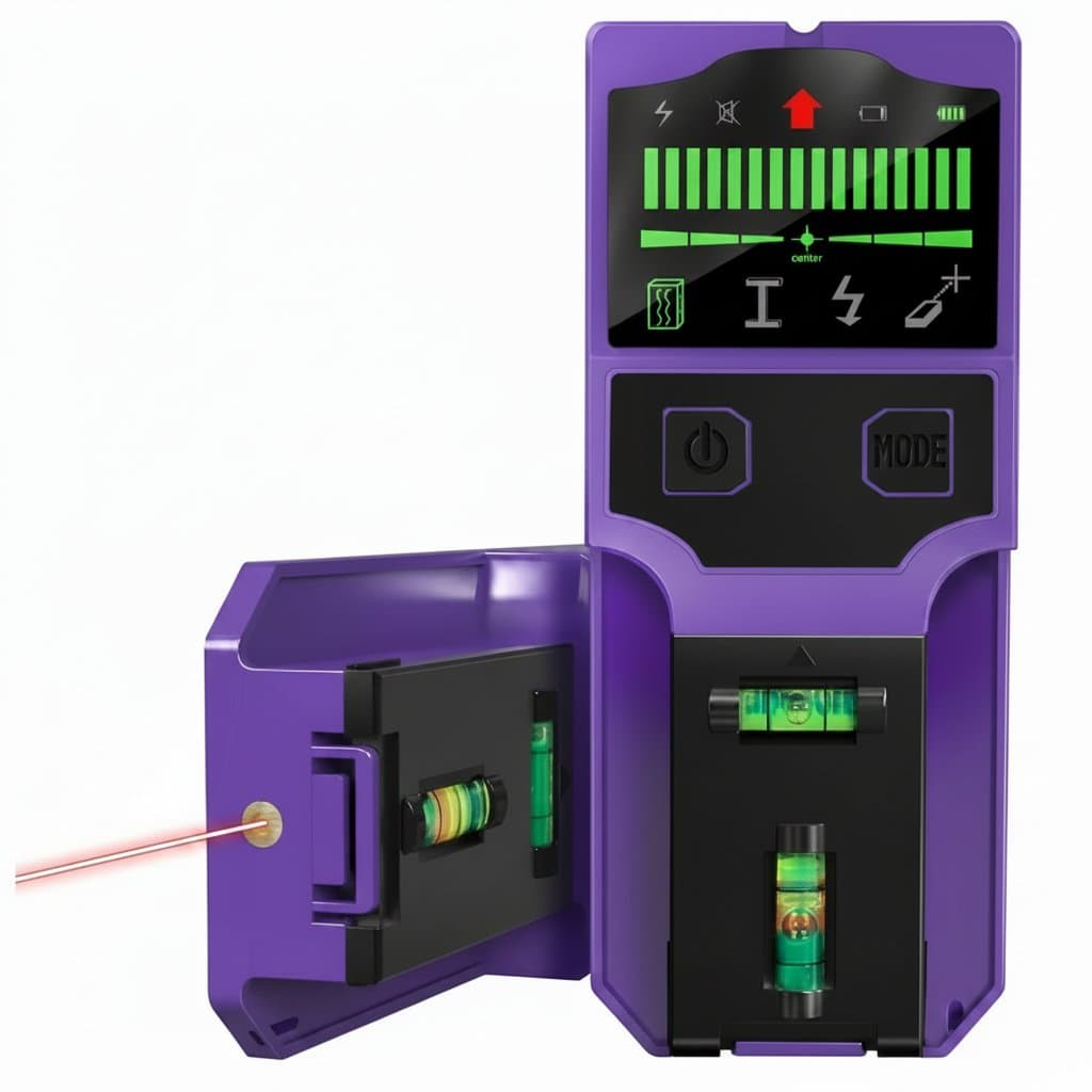 Stud Finder Wall Scanner | Wood, Metal, AC Wire Detection | Integrated Laser Level - Professional Grade Tool