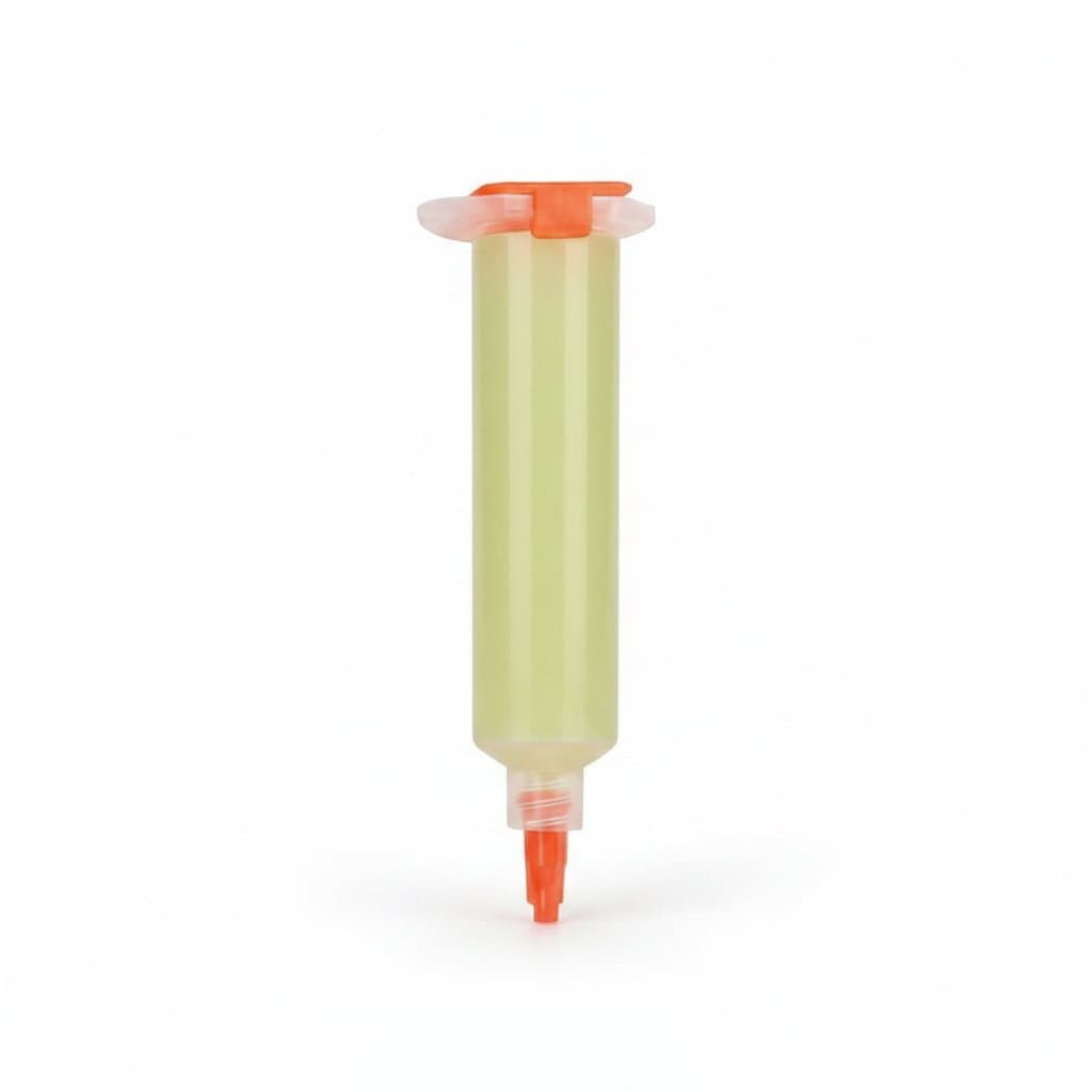 BGA PCB No-Clean Solder Paste NC-559-ASM in a 10cc syringe, a premium flux grease for advanced soldering and electronic repair work.