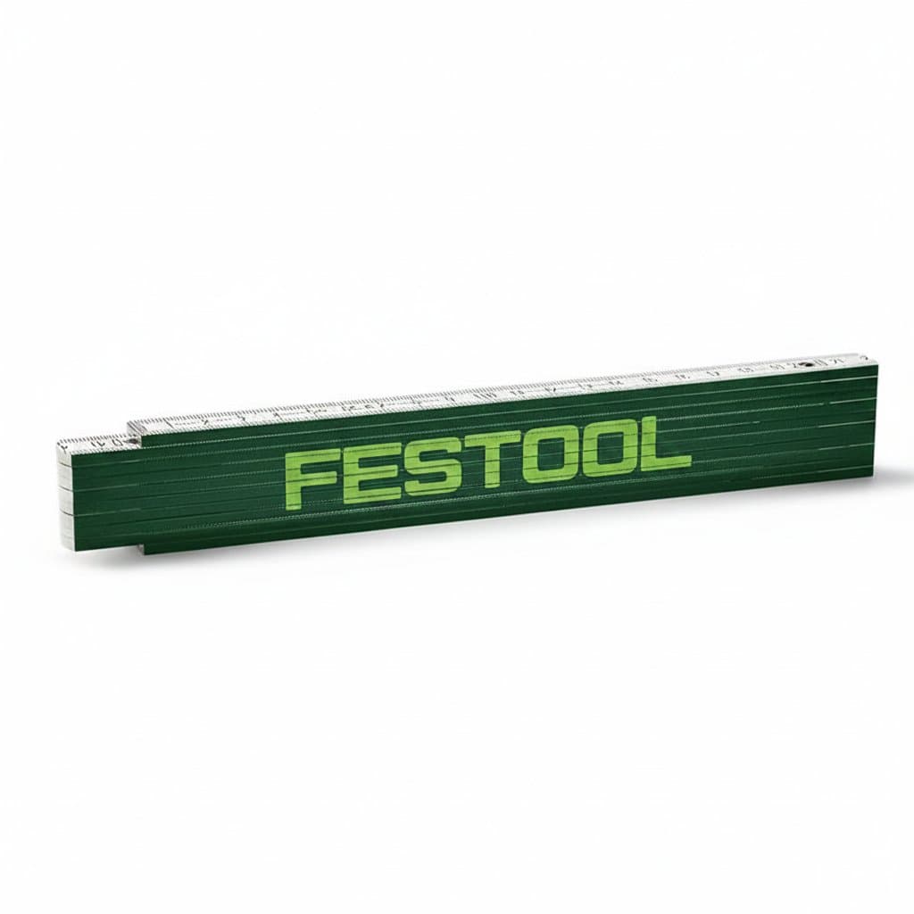 Festool folding metre rule made of wood, 2-meter length with 10 links, featuring abrasion-resistant markings for accurate measuring.