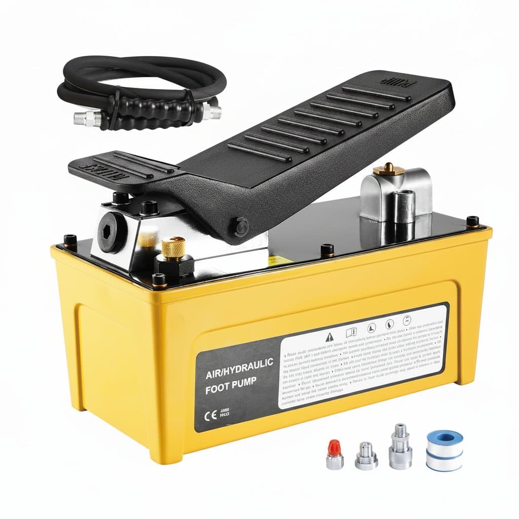 SucceBuy 10,000 PSI air hydraulic foot pump with 0.42-gallon reservoir for auto frame machines and hydraulic presses.