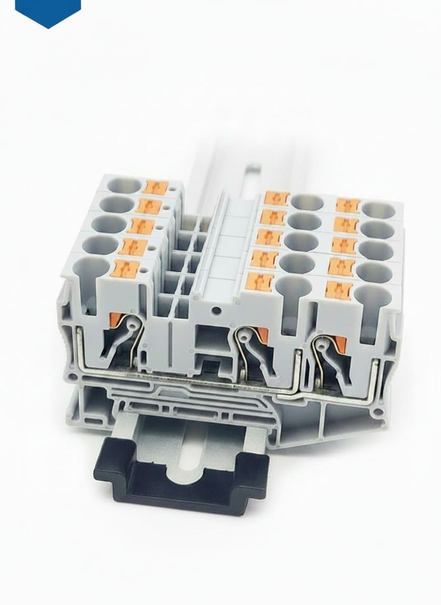 DIN Rail Terminal Block | PT6-TW Push-In Connector | 6mm 1-Input 2-Output
