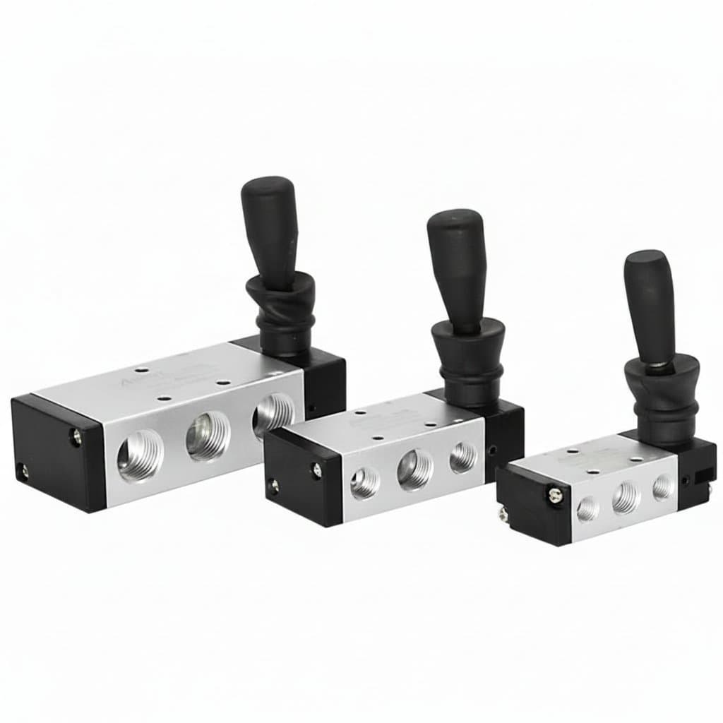 5/2-Way Pneumatic Control Valve | Manual Hand Lever | 4H Series (08, 10, 15) - Image 1
