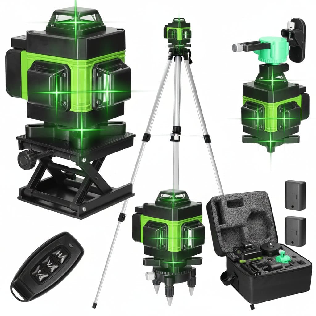 Professional 16-line green laser level with self-leveling 360-degree functionality for construction and alignment tasks.