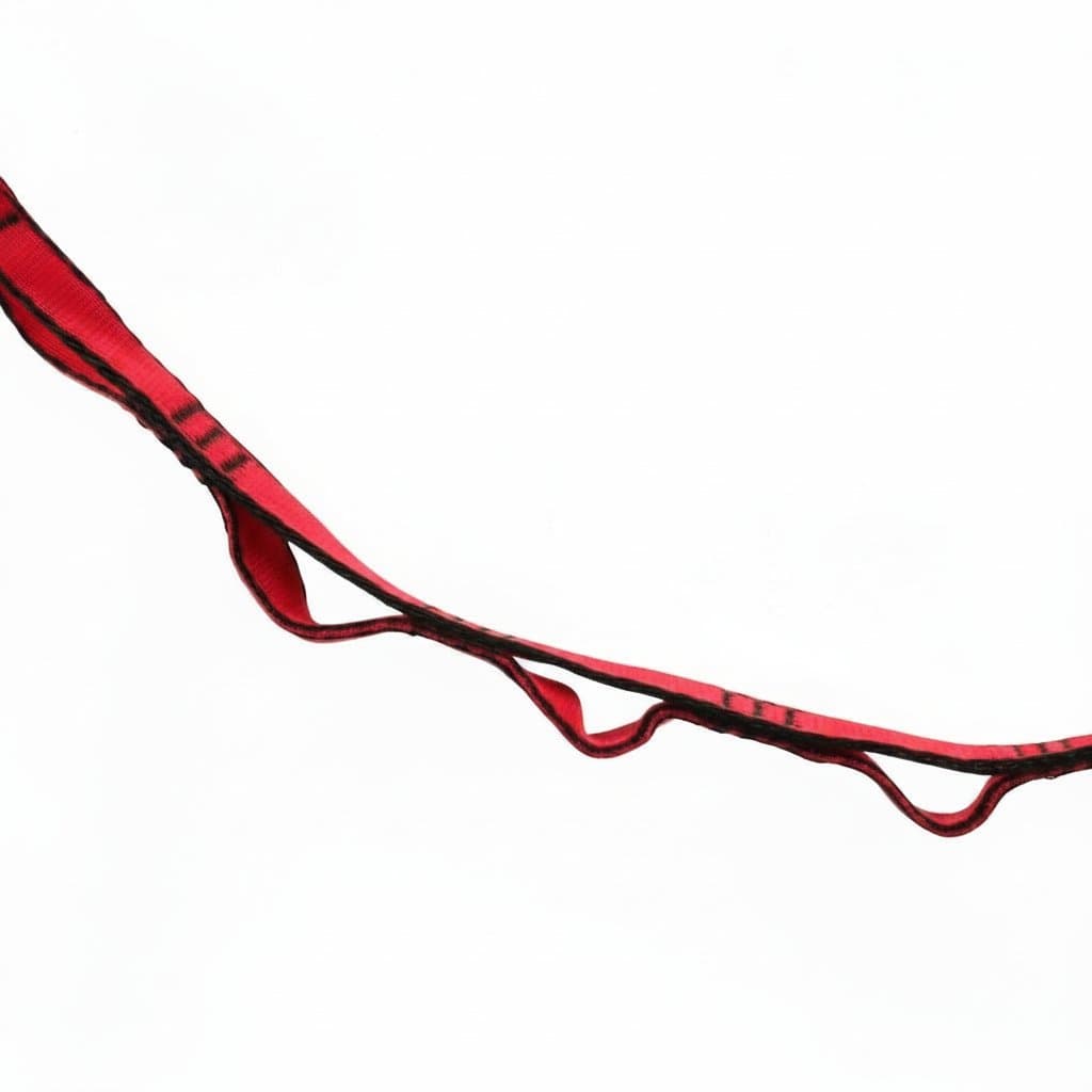 23KN Daisy Chain Climbing Sling, a 110cm rock climbing webbing rope for fall protection and gear hanging with durable chrysanthemum pattern stitching.