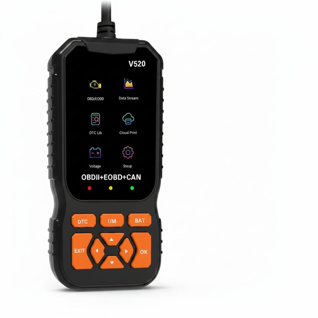 Professional OBD2 scanner for automotive engine systems with lifetime free DTC lookup, code reader diagnostic tool.