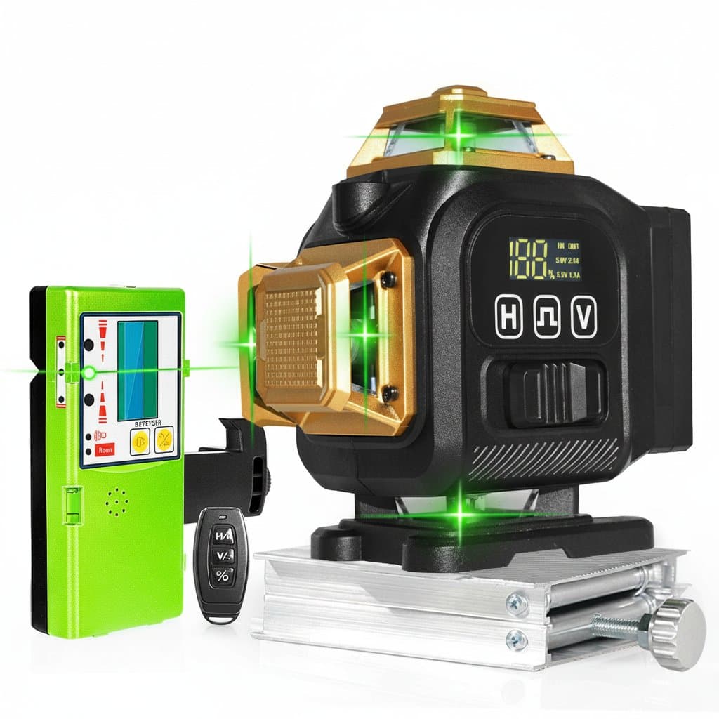 12/16-Line 4D Green Laser Level | 360° Rotation | High-Precision Vertical/Horizontal Lines