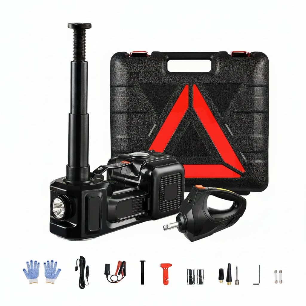 12V Electric Car Jack Kit | 5-Ton Capacity | Includes Impact Wrench & LED Light for SUV & Truck