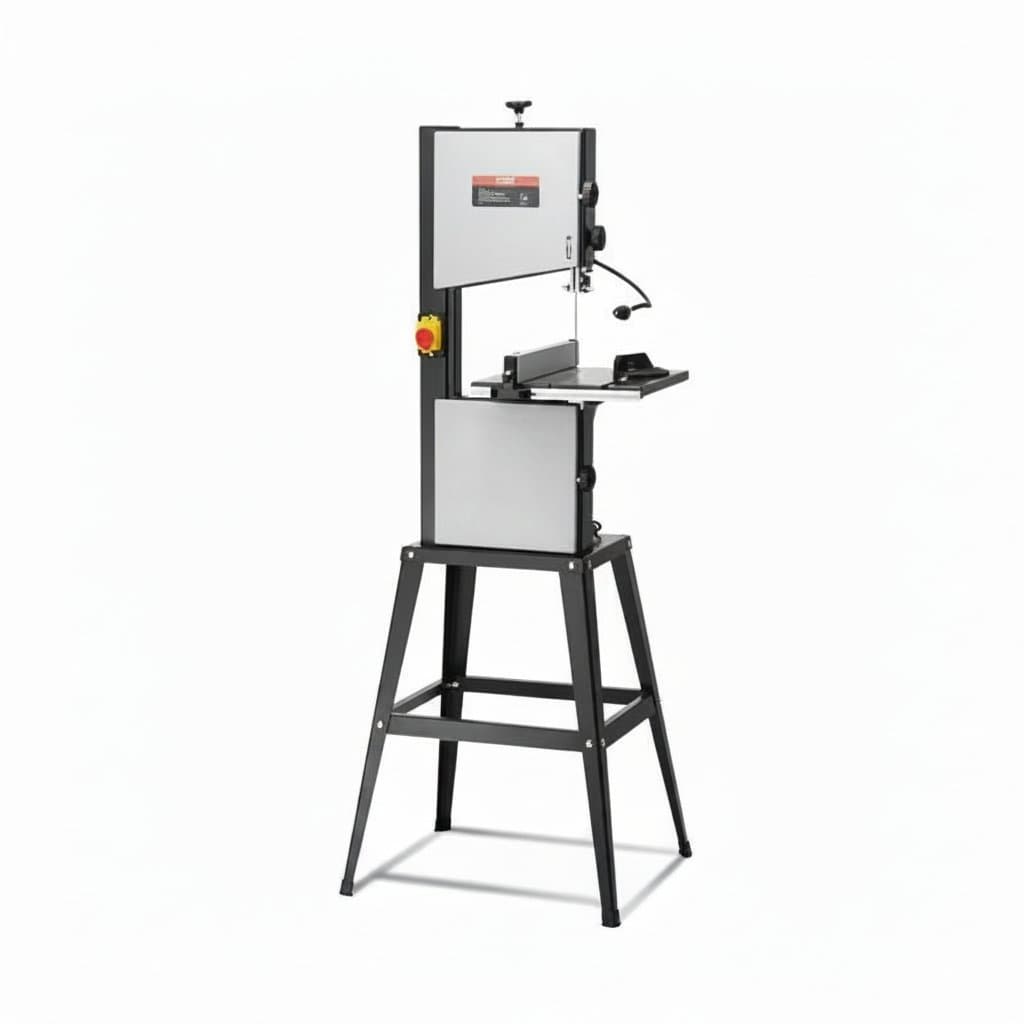 60W Mini Table Saw and Miter Saw with three blades for precise cuts in metal, wood, and molding on a desktop workbench.