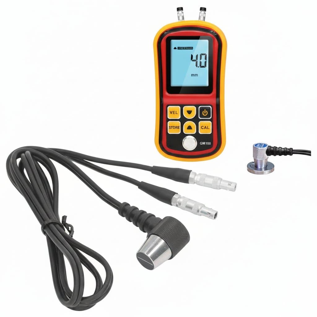 Ultrasonic thickness gauge probe standard transducer for testing, monitoring, and replacement applications in industrial measurement systems.