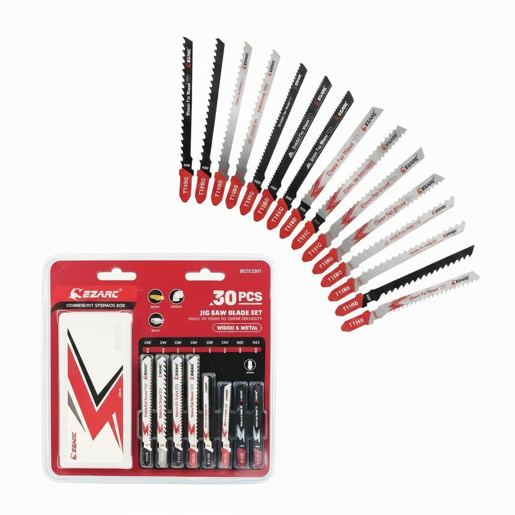 EZARC 30pc Jigsaw Blades Set for cutting compound materials.