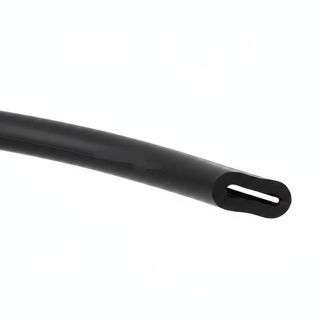 Viton Washing Machine Hose: Hand holding a black, flexible, hollow tube.