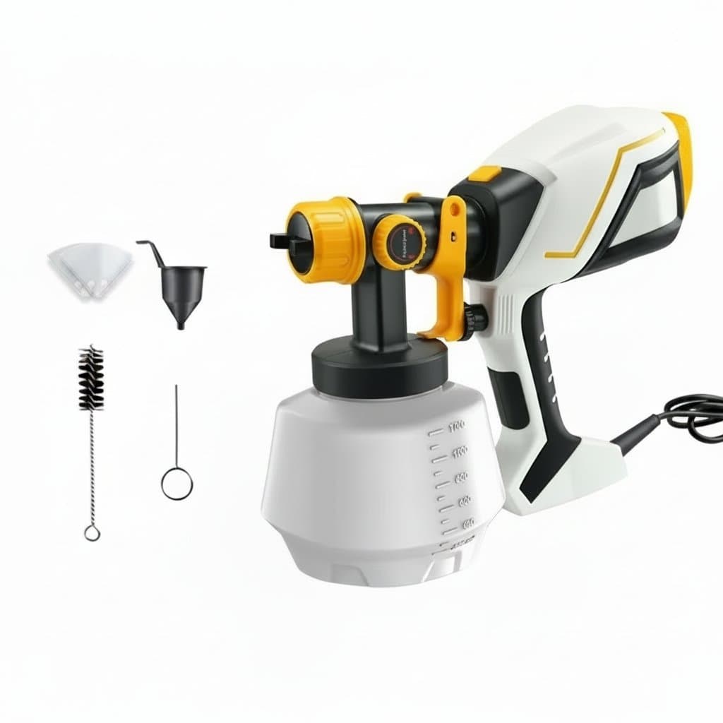 220V/110V electric HVLP paint sprayer with high-power motor and copper nozzle for auto, furniture, and steel coating.