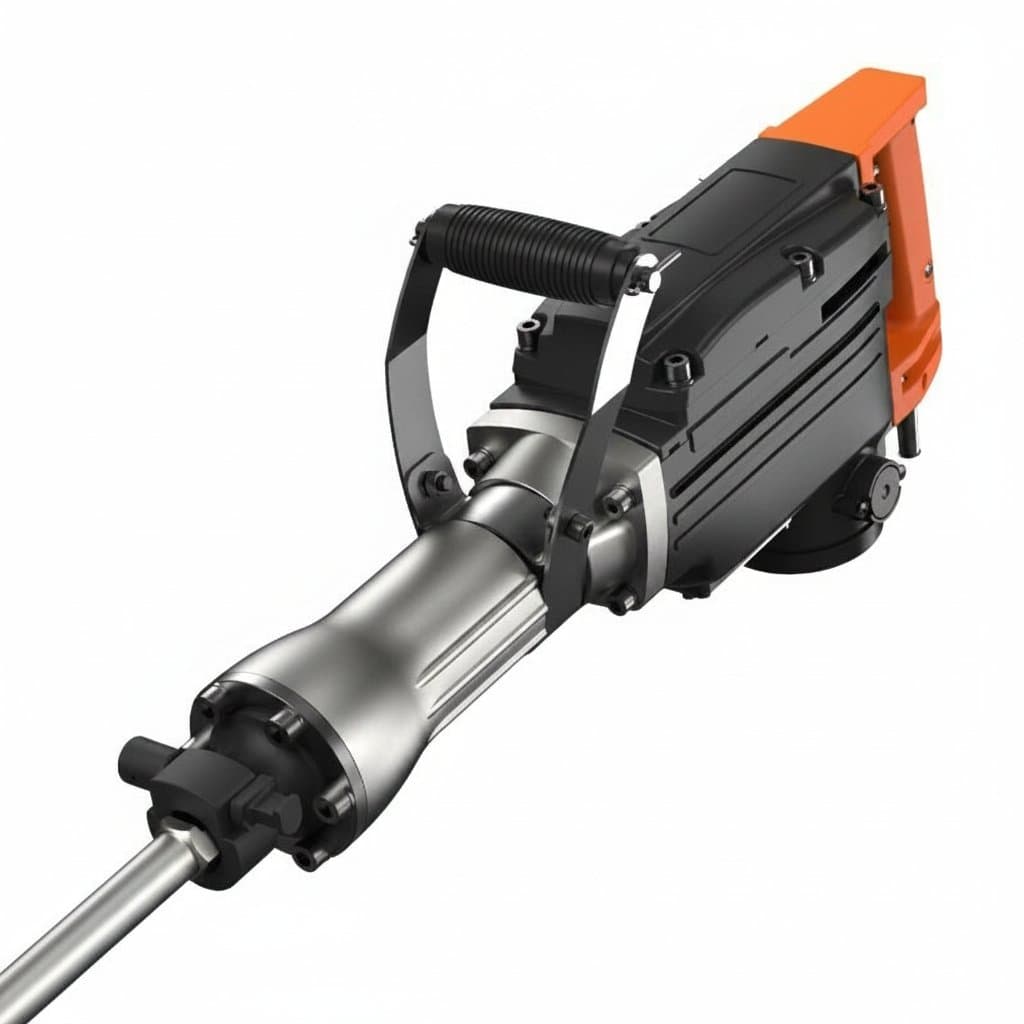 Chuck Concrete Demolition Jack Hammer with electric motor, showing the 1350 BPM concrete breaker and impact handle for heavy-duty demolition work.