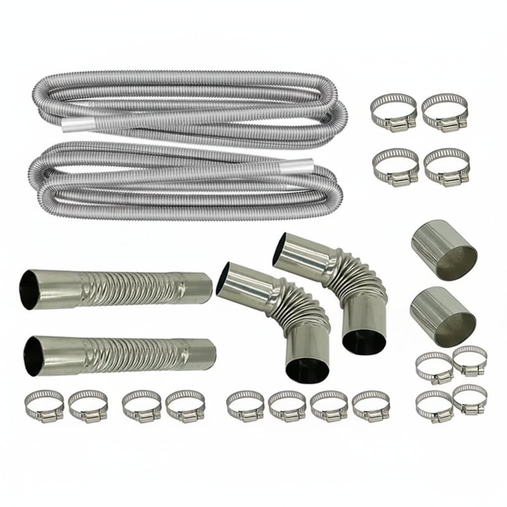 60cm-300cm Air Diesel Parking Heater Stainless Steel Exhaust Pipe Tube Vent Hose Elbow Connector W /Clamps For Car Truck Va
