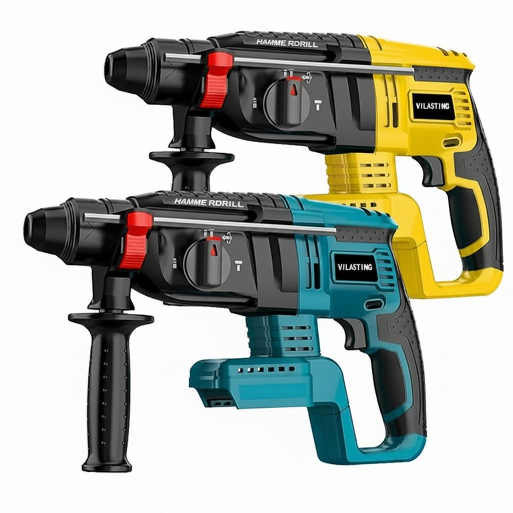 VILASTING 26MM Brushless Electric Hammer Drill, a cordless power tool compatible with Makita and Dewalt 18V batteries for drilling and hammering.