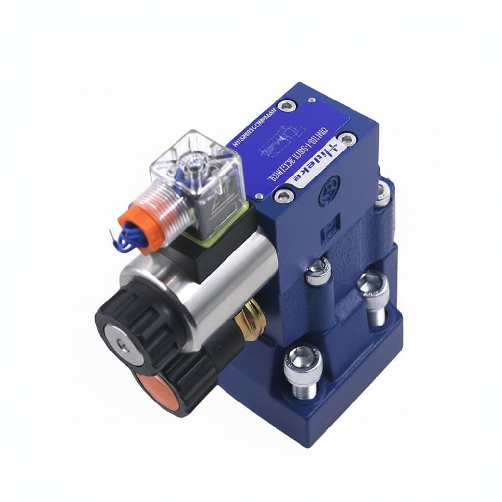 DBW10B pilot-operated hydraulic pressure relief valve with industrial steel body and cartridge design for precise system control.
