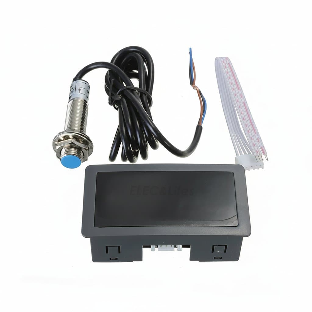 DC 12V Digital Tachometer | 0.56-inch 4-LED Display | Hall Proximity Sensor NPN 10-9999RPM - Professional Grade Tool