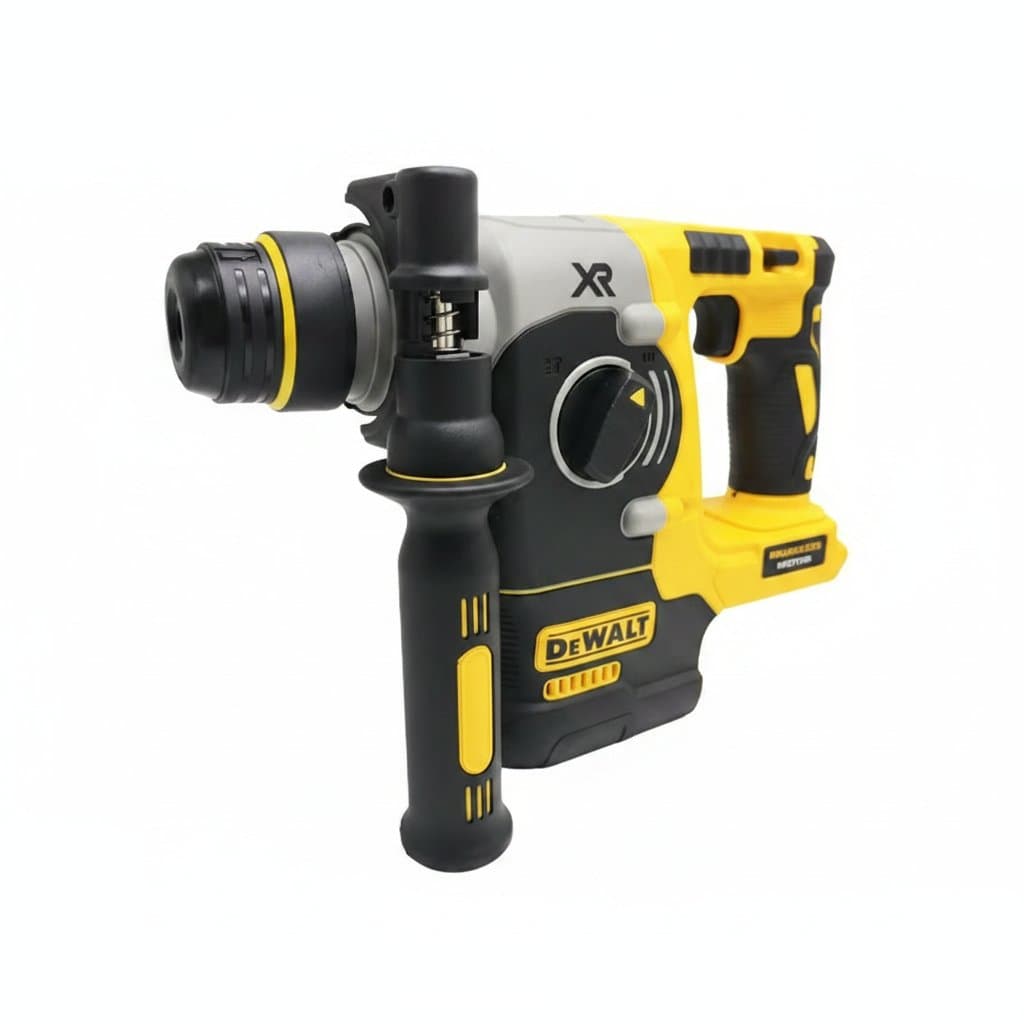 DEWALT 273 20V MAX Brushless SDS Plus Rotary Hammer Drill, a cordless impact hammer tool with a side handle and depth rod.