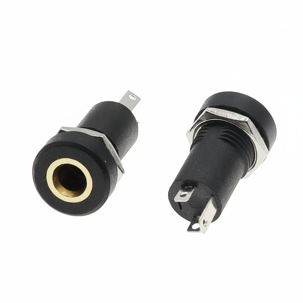 3.5mm Stereo Panel Mount Jack | PJ-392A Socket with Locking Nut | 1, 3, or 5-Pack - Image 1