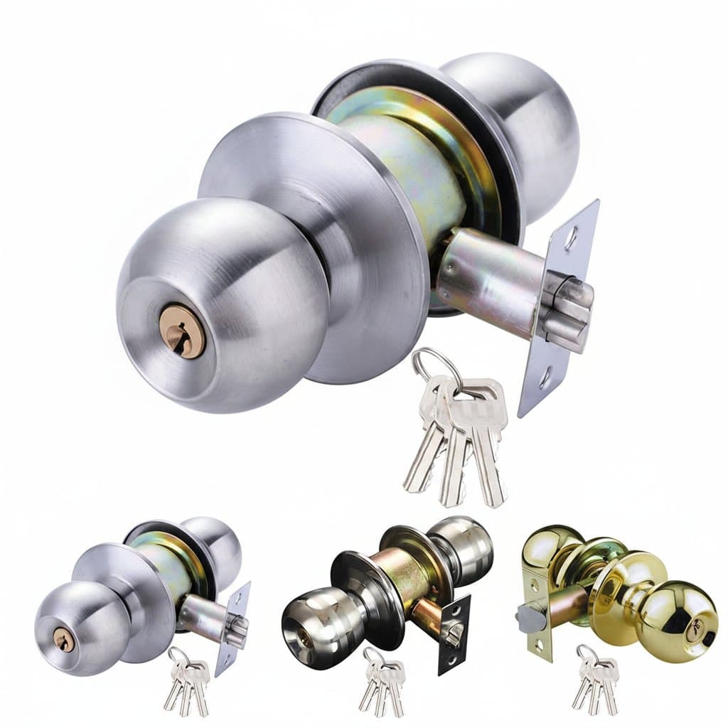 Round Door Lock | Bedroom Bathroom Living Room | Keyed Entry Knob Accessories