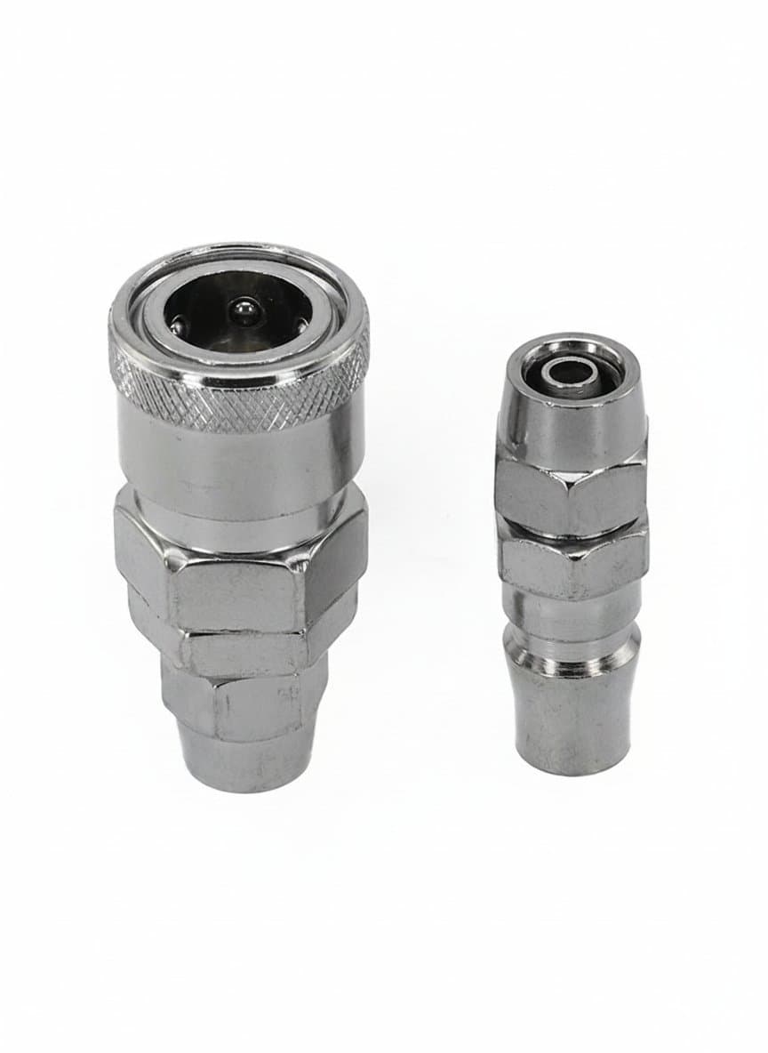 SM20 series zinc plated air line hose fittings including SM20, SF20, SP20, PF20, and PP20 spring loaded pneumatic connectors.