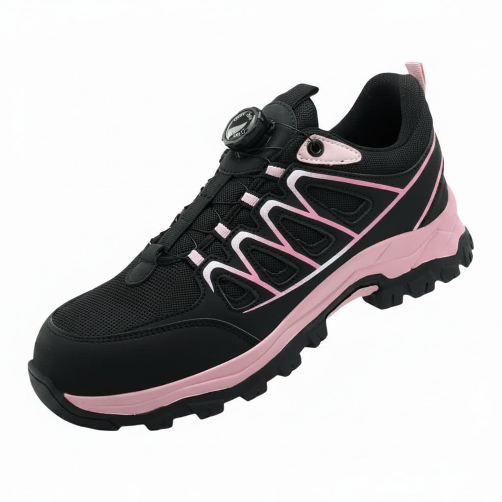Women's Steel Toe Safety Shoes | Lightweight Breathable Kevlar-Midsole Design | Rotating Button Anti-Puncture Work Shoes