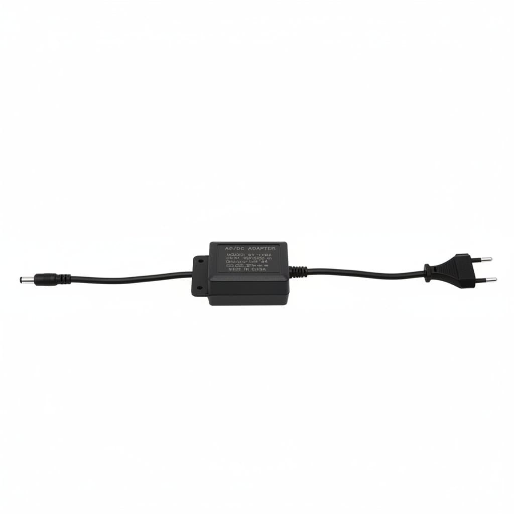 Waterproof EU power adapter converting AC 100-240V to DC 12V output, a universal outdoor power supply and charger.