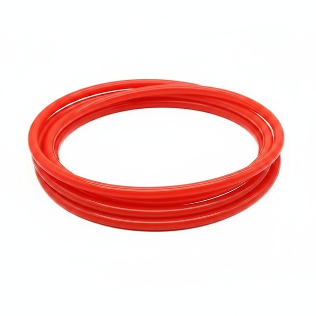Washing Machine Drain Pipe: Single red hose on a white background.