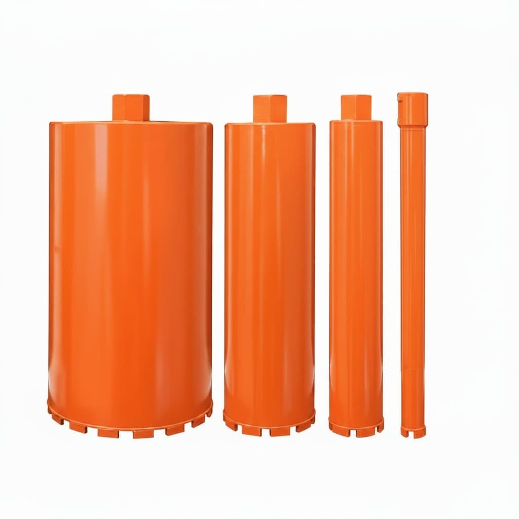 Premium diamond core drill bit for reinforced concrete, 25-200mm size range, ideal for punching clean holes for air conditioning lines.