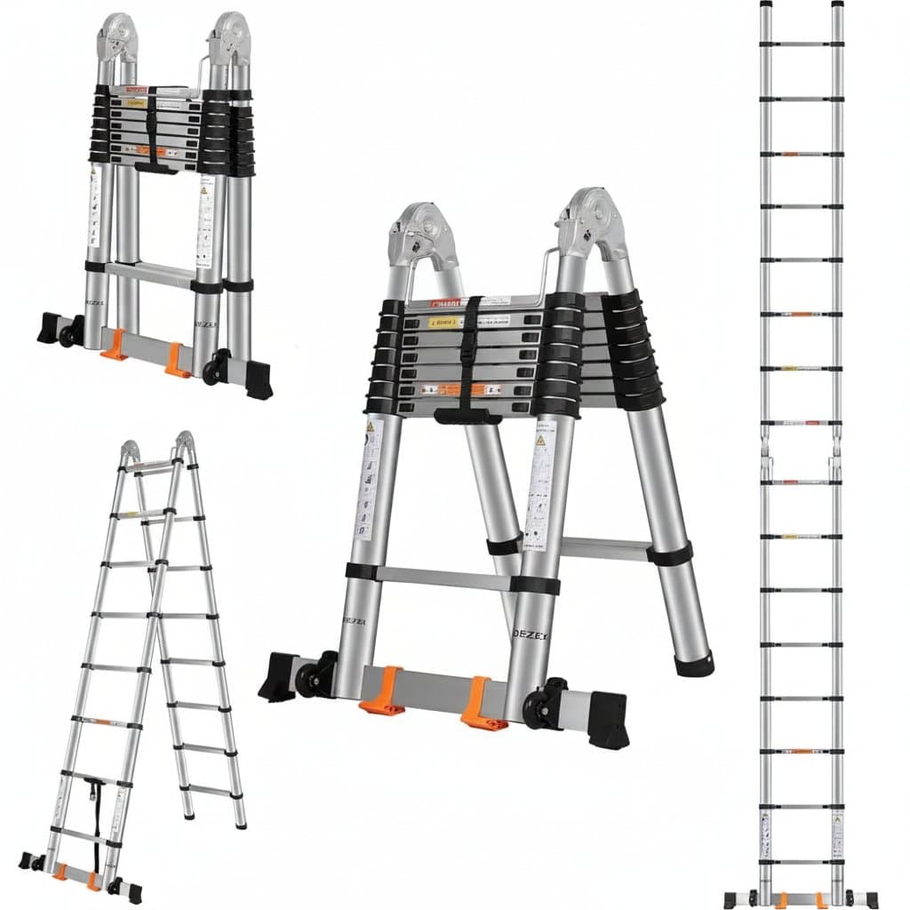 Telescoping Ladder 16.5 FT Stainless Steel, 375lbs Capacity - Premium Tools & Hardware > Tool Accessories with professional quality and features