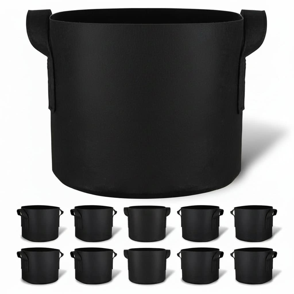 Grow Vegetable Bags | 5-20 Pack | 5/10/15 Gallon Fabric Pots with Handles