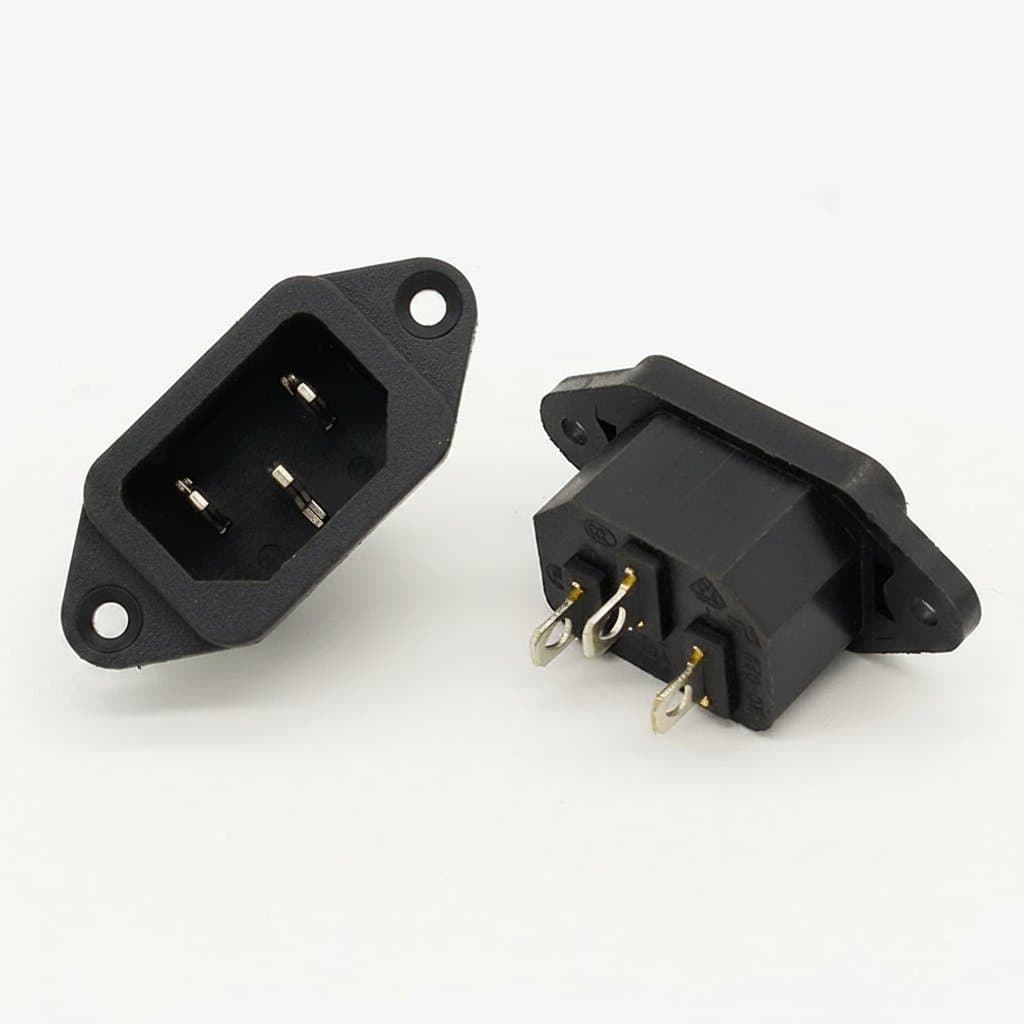 2017 Hot 5-pack of 3-pin IEC C14 male power inlet sockets, AC 250V 10A rating, for panel mounting in electronic equipment.