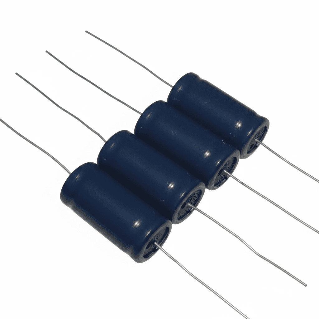 Bennic 63V 100uF non-polar aluminum electrolytic capacitor, 5-piece lot for audio crossover and frequency dividing circuits.