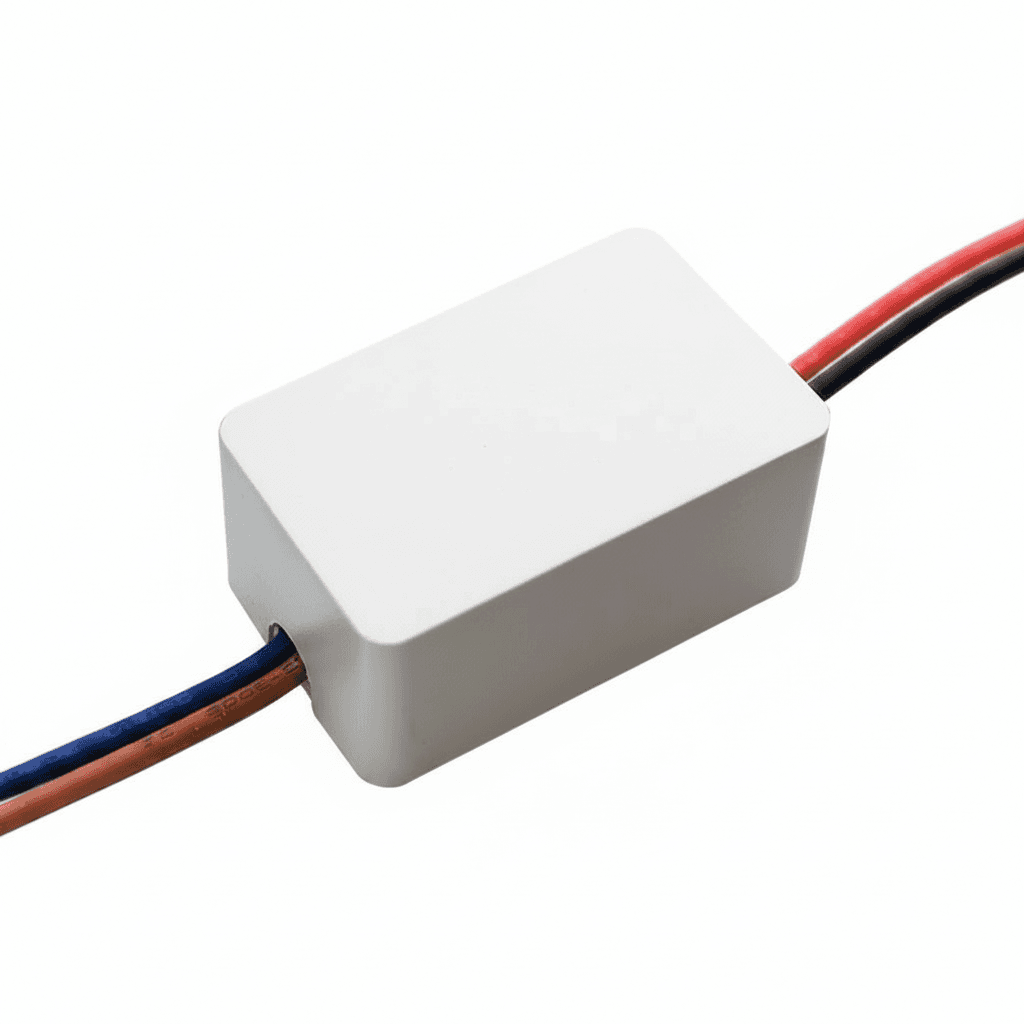 Universal LED power supply adapter with 5V DC output, 1A or 2A current, for CCTV cameras and LED strips, 5W to 10W.