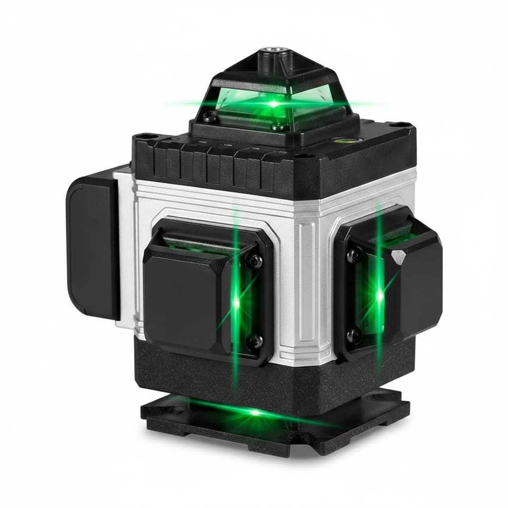 HGLINE Professional 16-line laser level with remote app control, showing self-leveling 360-degree horizontal and vertical beams on a wall.