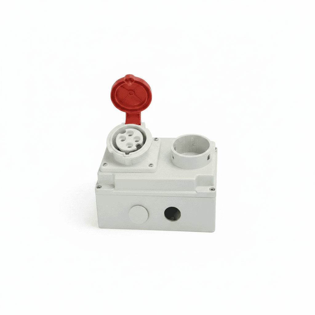Heavy-Duty 32A Power Socket | IP67 Waterproof | Integrated Circuit Breaker & Safety Interlock