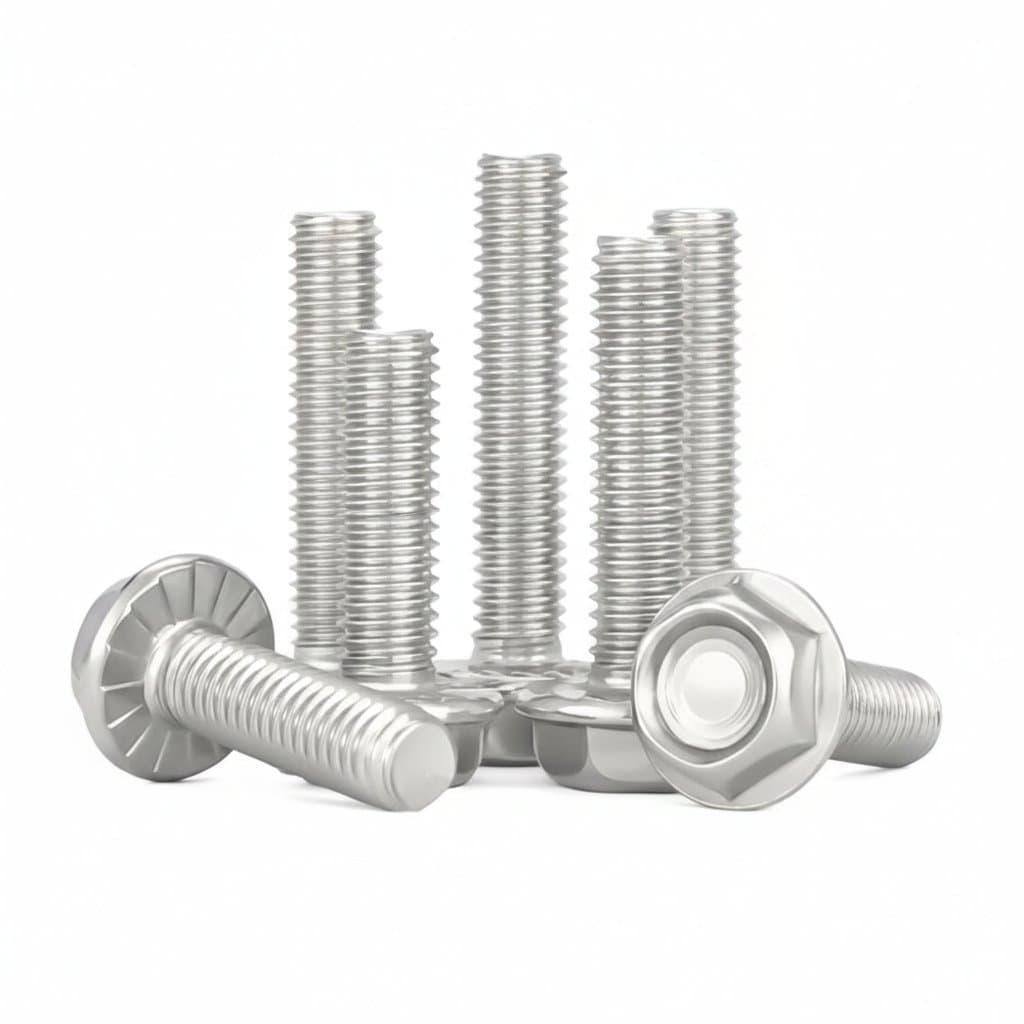 M4-M12 Flange Screws | A2-304 Stainless Steel | 10-Piece with Serrated Lock Washers