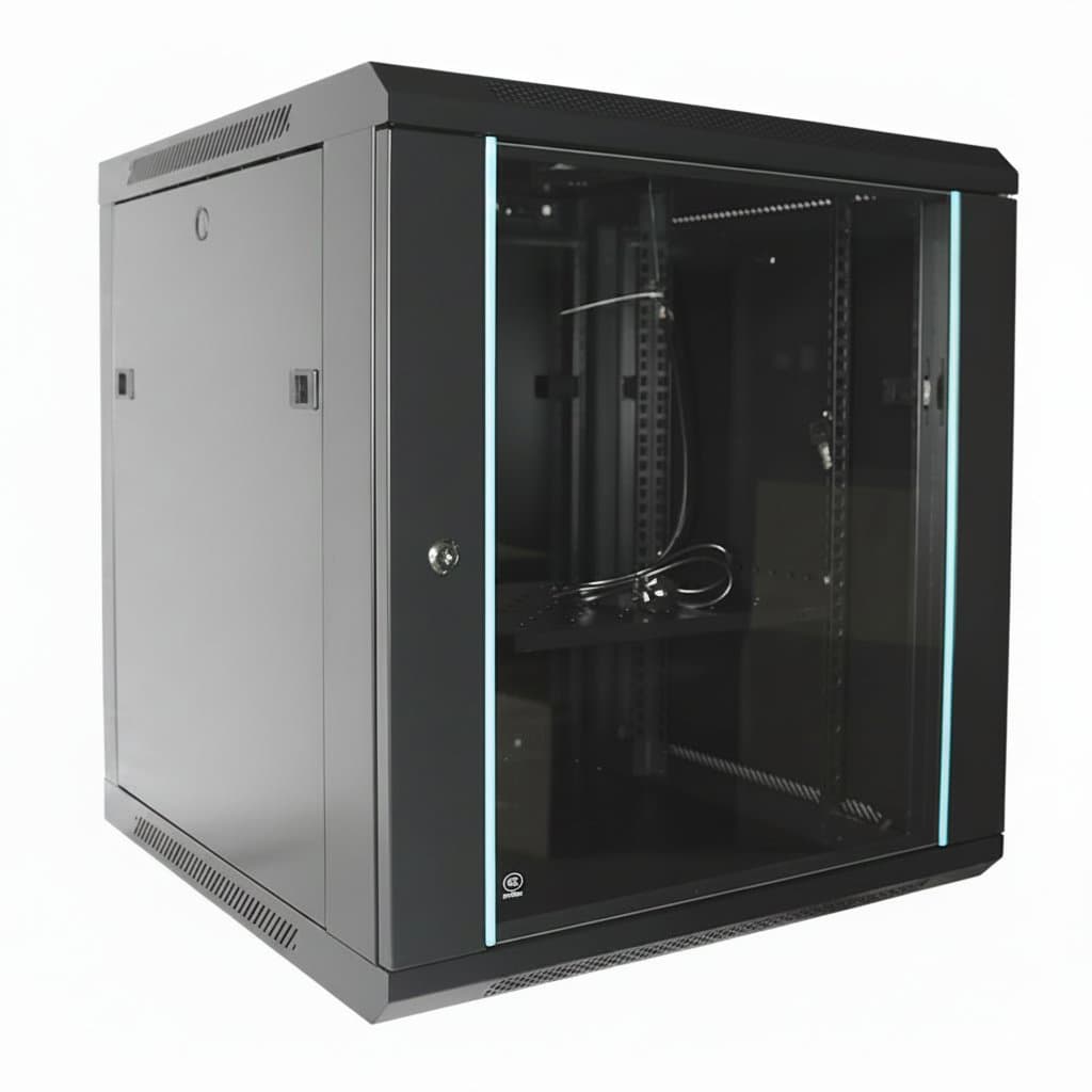 12U Wall Mount Server Rack | 600x450mm Steel Frame with Tempered Glass Doors
