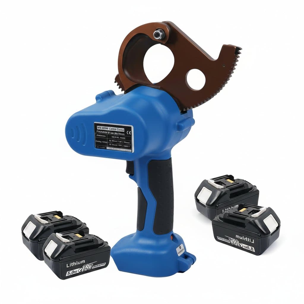 WS-B50R portable electric cable cutter tool with ergonomic grip, capable of shearing cables up to 50mm in diameter.